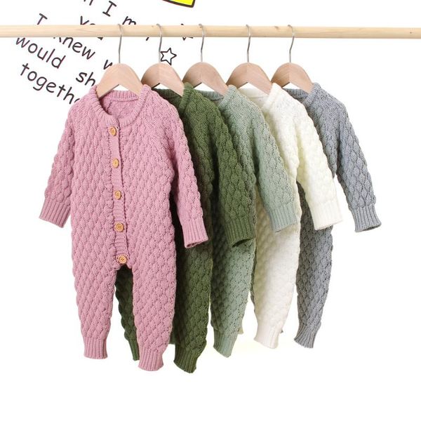 

autumn winter infant baby girl boy clothes warm knitted sweater jumpsuit overall outfit clothing 3-18m jumpsuits, Blue