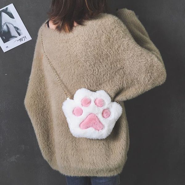 

purse cute bear girls chain zipper shoulder bag lovely children's soft plush coin baby boys accessories small crossbody bags, White