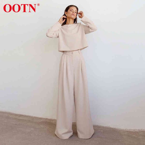 

ootn casual solid blouse long sleeve shirt women elegant khaki and pants female o neck brown blouses spring summer 210413, White