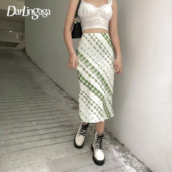 

darlingaga vintage tie dye straight high waist skirt women fashion casual y2k long skirts ladies 2021 autumn elegant, Black
