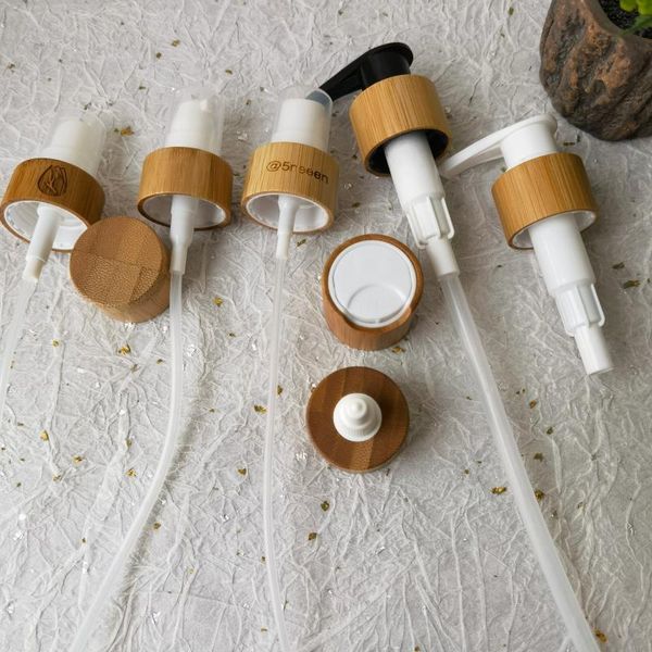 

storage bottles & jars 10pcs skin care packaging bottle pump lid ecofriendly bamboo cover lotion cap spray top