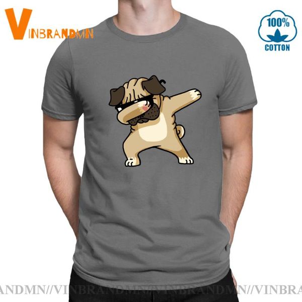 

funny dabbing pug t shirt men hip hop kawaii dab dog t-shirts cute animal printed streetwear lovers tee camisetas men's, White;black