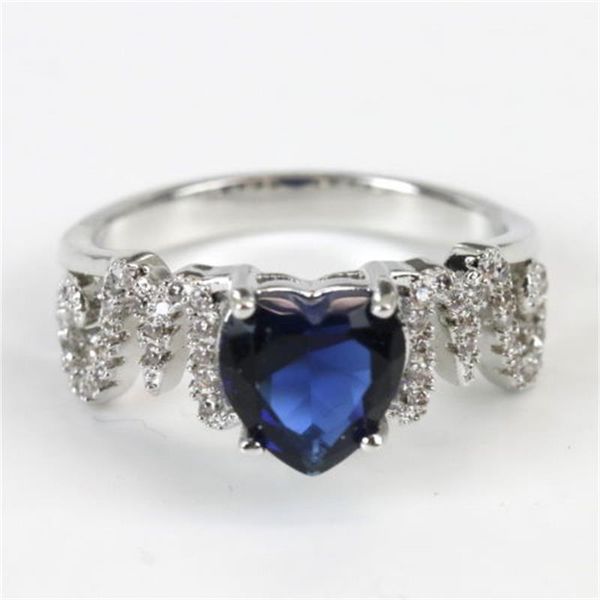 

cluster rings love heart mom mother's day gift zircon stone s925 sterling silver color for women fashion wedding engagement jewelry, Golden;silver