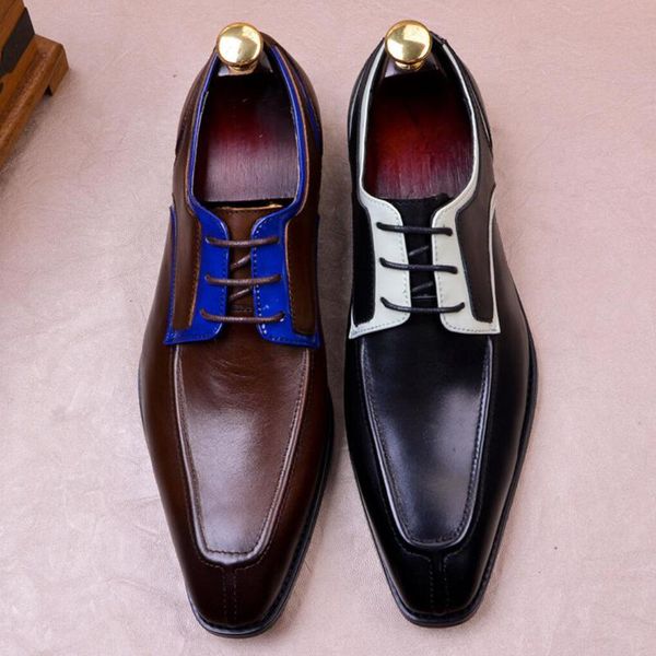 

dress shoes 2021 formal man genuine leather handmade oxfords luxury design men's bridal wedding party flats ss399, Black