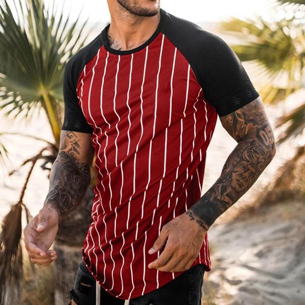 

men's summer t-shirts slim casual striped patchwork short sleeve blouse men tees streetwear tshirt camiseta masculina, White;black
