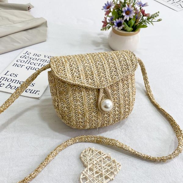 

shoulder bags 2021 straw bag for women rattan woven designer big pearl lock messenger crossbody summer small beach