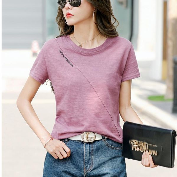 

women's t-shirt ljsxls 2021 summer women cotton short sleeve tshirts plus size casual letter white o neck loose tee shirt femme