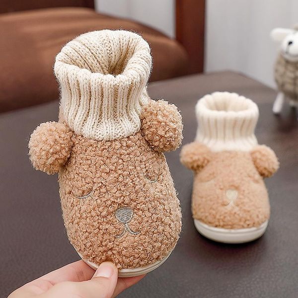 

winter soft plush slippers girls boys warm sweet cute sheep candy home fur furry for childrens slides slipper, Black;grey