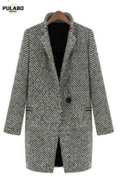 

women's wool & blends 2021 winter fashion trench coat for long female windproof cloaks women autumn windbreaker, Black