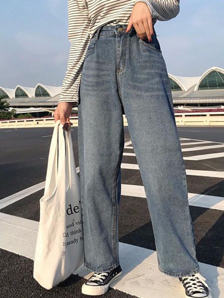 

women's jeans harem pants vintage high waist for women boyfriends full length mom denim mujer, Blue