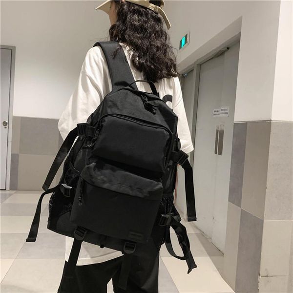

backpack 2021 casual black men's large capacity sports backpacks fashion simple couple travel bag women's school