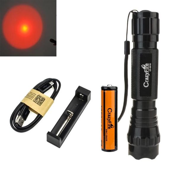

crazyfire wf-501b cree xml q5 5/1-mode led tactical torch sgun lamp waterproof +1x18650 battery+charger red light flashlights tor torches