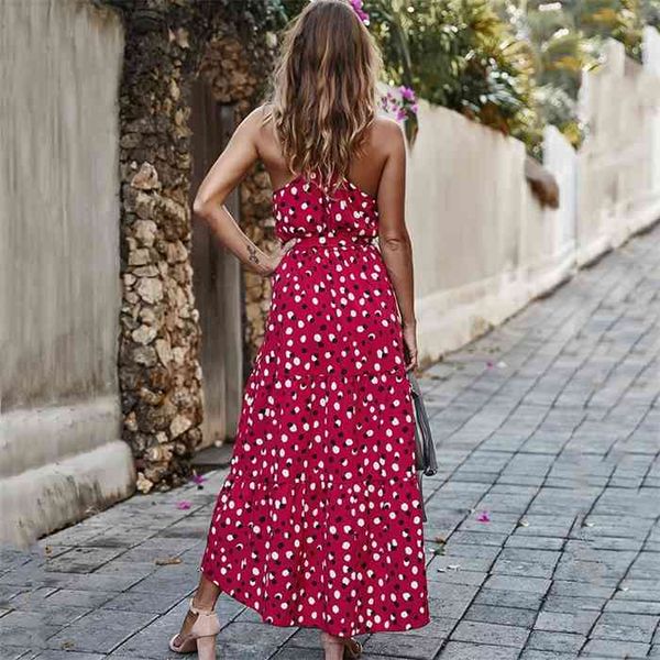 

summer women polka-dot long dress beach dresses strapless casual white midi sundress 2021 red summer vacation clothes for women, Black;gray