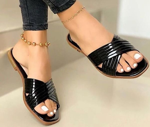 

ladies slippers beach shoes women slip on flat slides outdoor comfort slipper female casual sandals plus size 35-43, Black