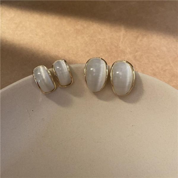 

dangle & chandelier niche design sense geometric meniscus opal earrings for women fancy female fashion simple earings jewelry 2021, Silver