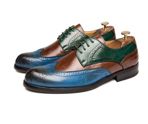 

big size 6 to 13 men's luxurys dress oxford shoes cap toe leather handmade brogue wedding party formal shoe for men, Black