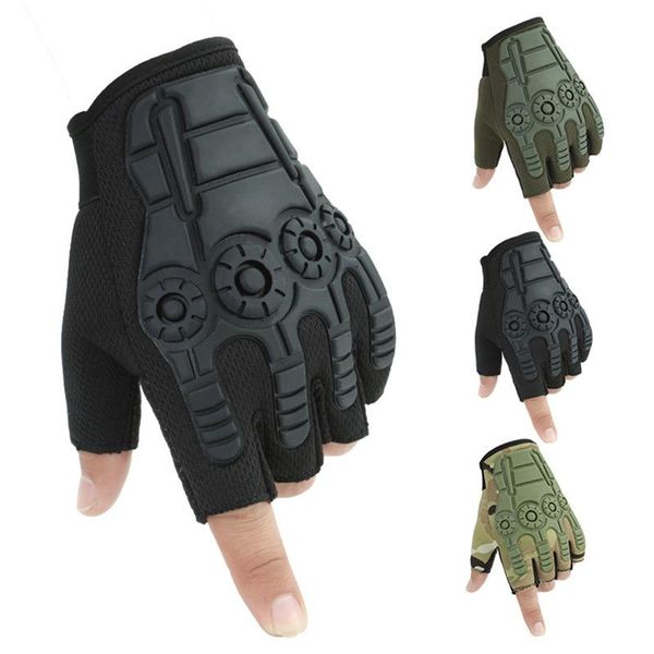 

cycling gloves shockproof pad half finger sport men women summer bicycle gym fitness fighting mtb bike, Black