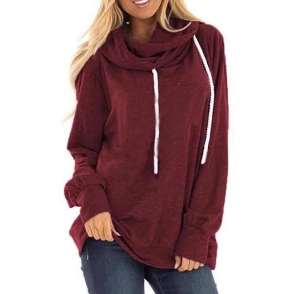 

women's hoodies & sweatshirts solid color long sleeve pullover hoodie autumn winter drawstring loose fit women sweatshirt outerwear str, Black