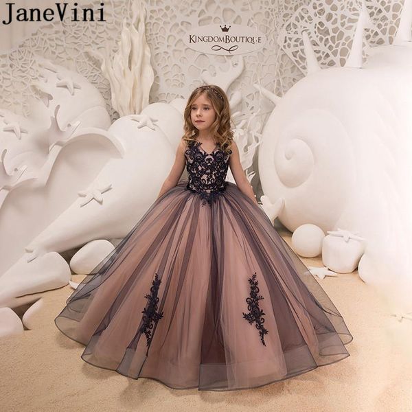 

girl's dresses janevini black lace flower girl dress long little girls ball gown kids tulle party gowns robe enfant fille mariage 20211, Red;yellow