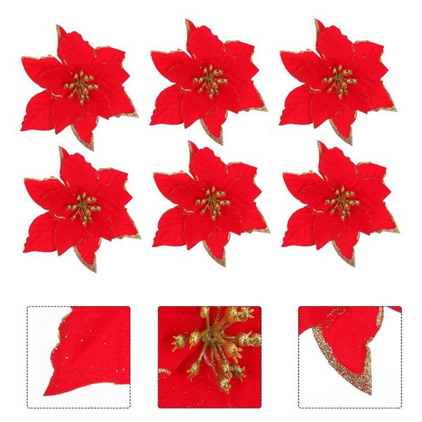 

party decoration 24pcs christmas glitter flower xmas tree hanging ornament fake