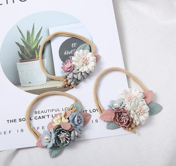 

hair accessories fidget many small pure and fresh when the baby is fashion headdress pearl flower scarf diy manufacturers selling, Slivery;white