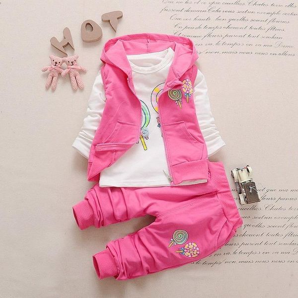 

clothing sets baby girl clothes spring autumn girls 3pcs toddler glothes t-shirt sweater fashion cartoon kids, White