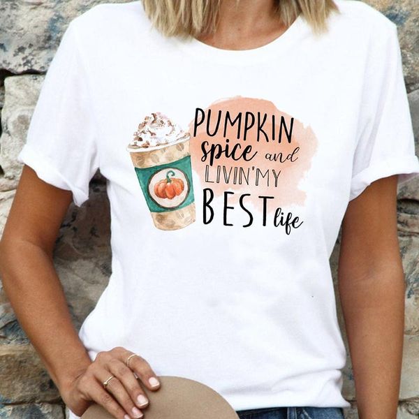 

women's t-shirt lovely style fall t shirt women autumn halloween thanksgiving pumpkin cartoon graphic tee print female, White