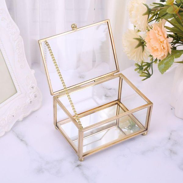 

rustic wedding ring box geometric transparent glass jewelry display storage hold boxes & bins