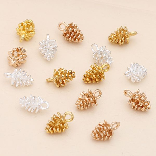 

50pcs/lot 14k gold plated pendant charms pine cone earring findings for diy bracelet necklace earrings jewellery making accessories, Bronze;silver