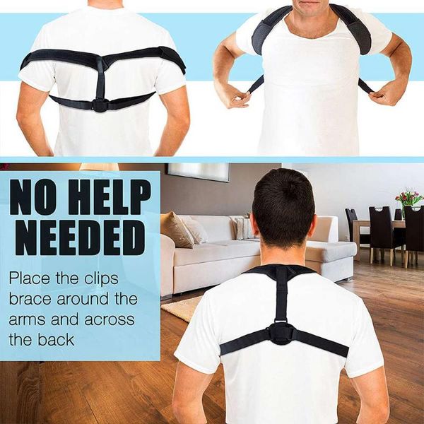 

men's body shapers back posture corrector prevent slouching relieve pain straps clavicle support brace drop adjustable unisex, Black;brown