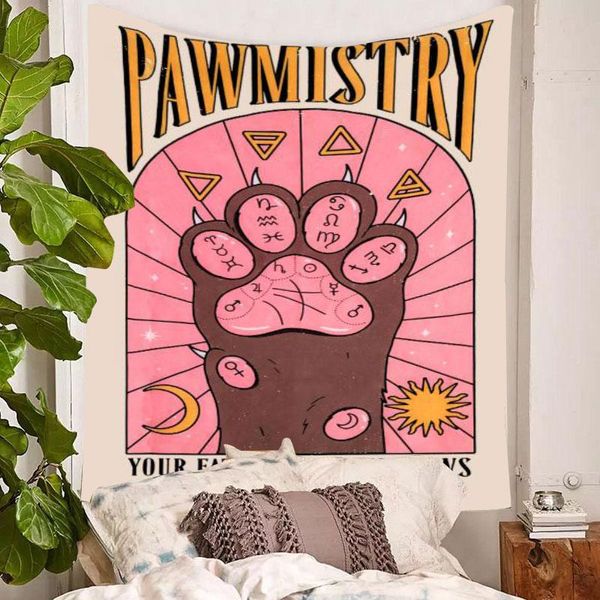 

tapestries cat paws wall tapestry hippie witchcraft tarot sun moon hanging bohemian room home decor table cloth ceiling background