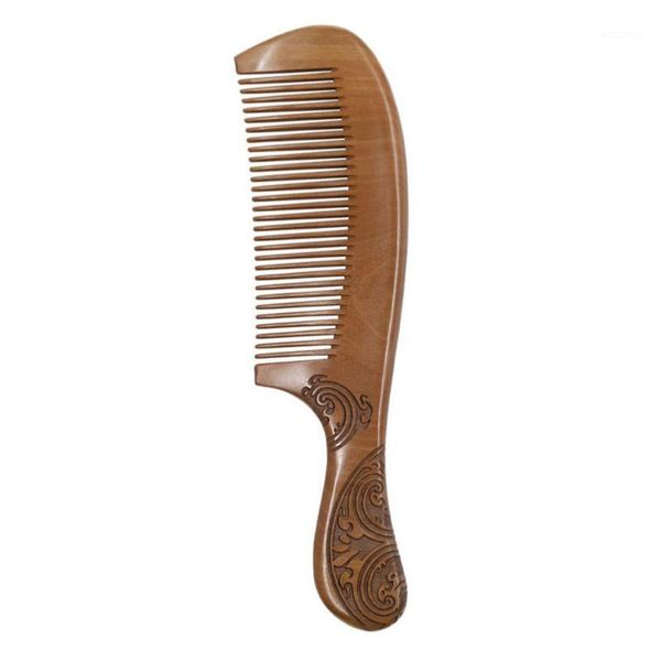 

1pc 21cm handle peach wood hair comb duble-sided carving for brushes1, Silver