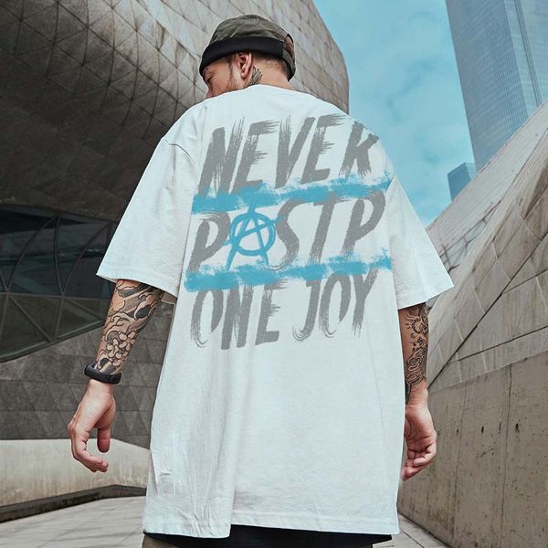 

mens hip-hop t-shirts fashion streetwear boys tide oversize tees loose printing half-sleeve clothing 2 styles, White;black
