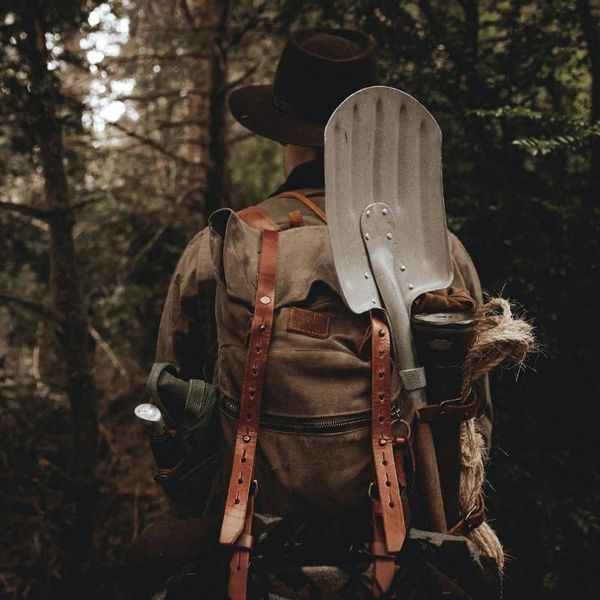 

backpack in stock waxed canvas with cowhide backpacks travel outdoor waterproof for men
