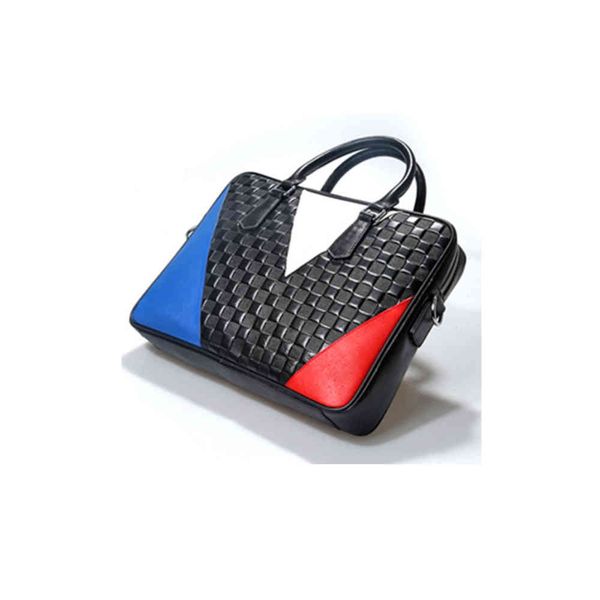 

korean bag 2021 new fashion leather women's contrast color briefcase hand