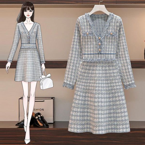 

women's autumn winter long-sleeved waist french plus size knitted dress a-line v-neck -4xl slim female casual dresses, Black;gray