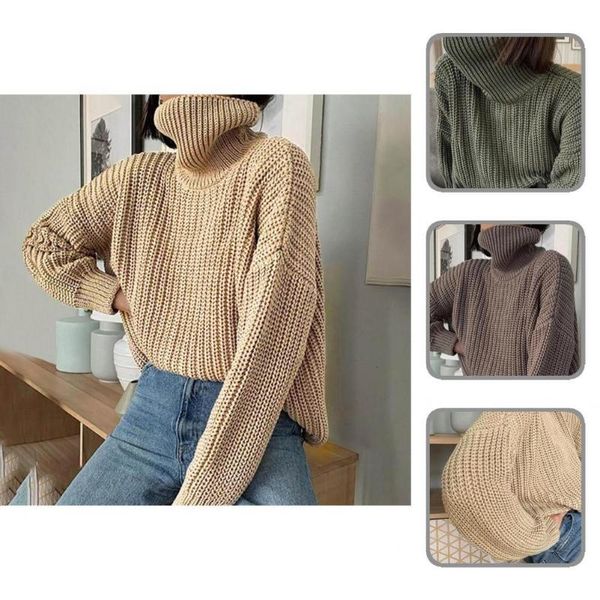 

women's sweaters autumn winter plain weave turtleneck sweater streetwear knit long sleeve for gathering, White;black