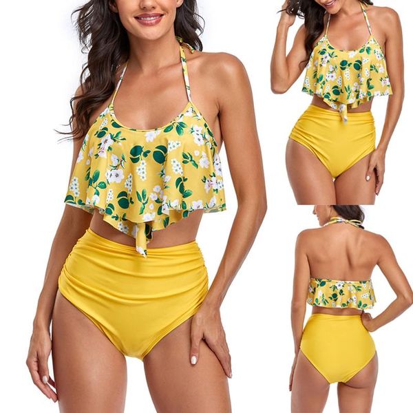 

women's swimwear halter bikini micro thong swimsuit 2021 2 piece high cut set print bandage beachwear ropa mujer, White;black