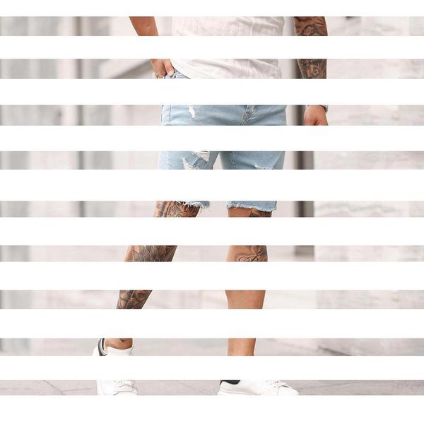 

men's shorts jeans, White;black