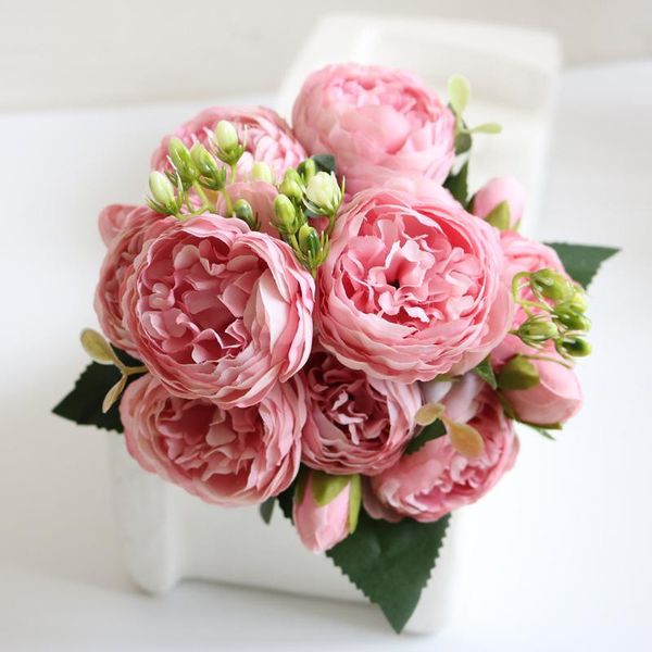 

decorative flowers & wreaths artificial peony tea rose camellia silk bride bouquet wedding accessories family garden party decoration