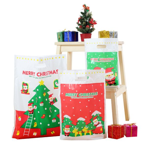 

50pcs/pack wholesale digging pocket cartoon shopping bag christmas series packaging plastic hand-held dress bag holiday gift