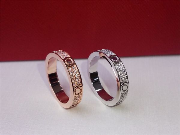 Jóias de designer de luxo, anéis de designer de moda femininos e masculinos, anel clássico de diamante, amor, luxos, cor de prata dourada