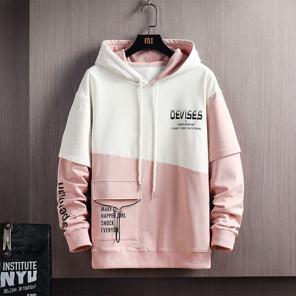 

fashion trend - w621-2021 spring fashion hooded printed men's sweater, Black