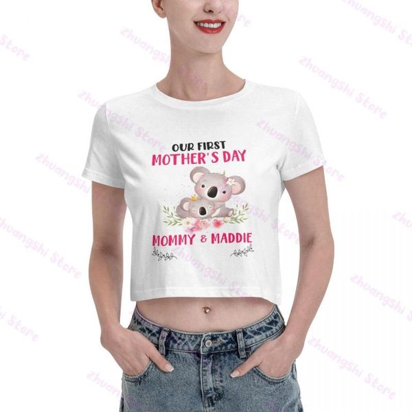 

women's t-shirt our first mother s day mommy & maddie fashion crop, White
