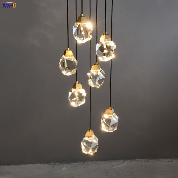 

pendant lamps iwhd luxury diamond crystal lamp beside stair bedroom dinning living room light nordic modern copper hanging lights led