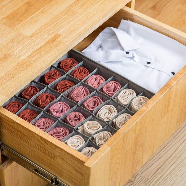 

storage drawers 4 pack closet socks organizer drawer divider, 24 cell collapsible cabinet underwear boxes