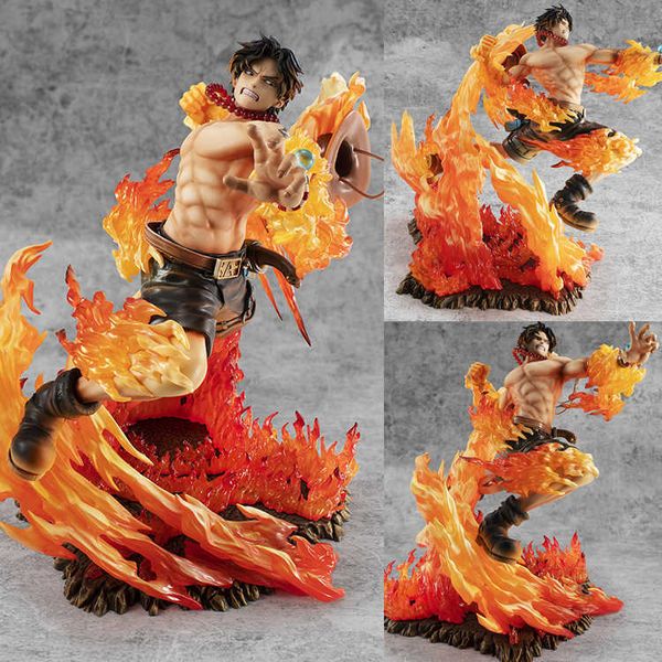 

pirate king pop fire fist ace 15th anniversary special edition max flame statue hand made box
