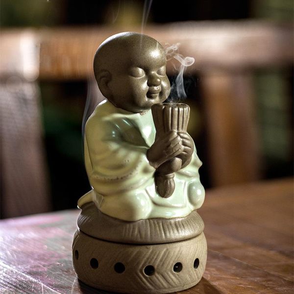 

ceramic incense burners creative meditating little wishing monk furnace home decoration teahouse holder fragrance lamps