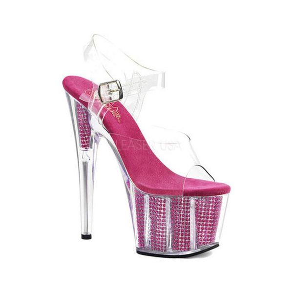 

transparent banquet shoes, 15 cm shiny platform sandals, nightclub pole dancing shoes sandals, Black