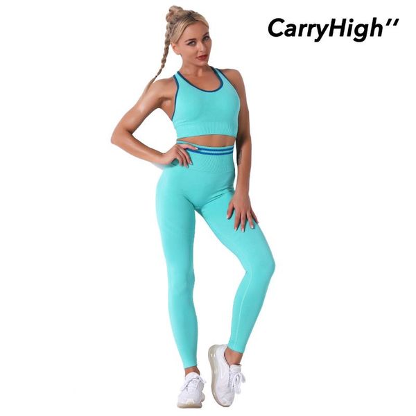 

yoga outfit 1set seamless knit bra set bufitness pants running for women blue gray black movement